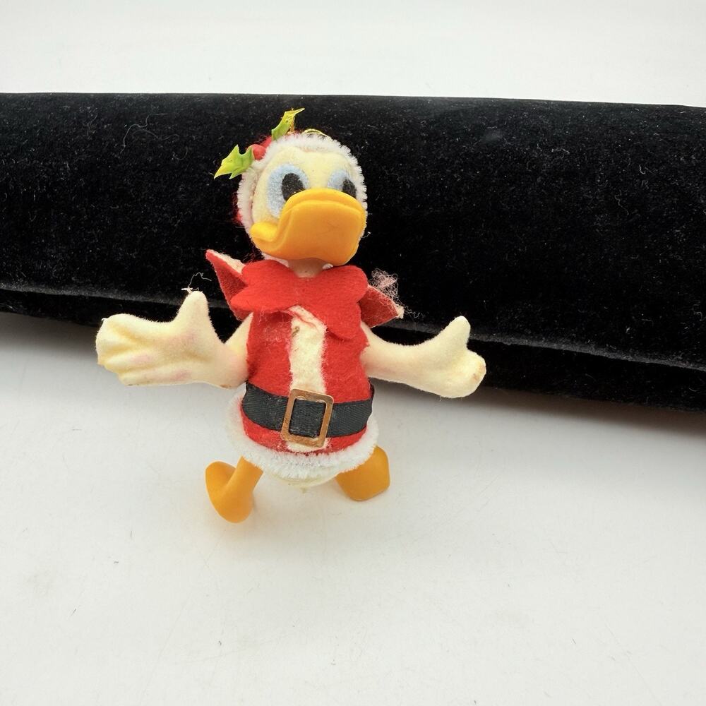 Disney Flocked Vintage Donald Duck Christmas Ornament 4" Tall